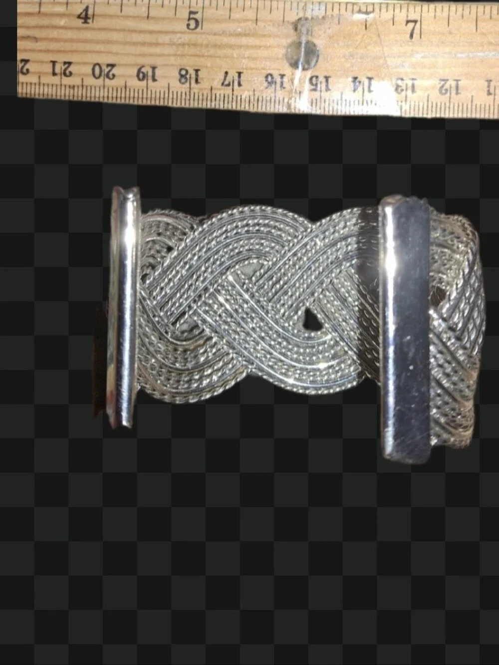 Bold Braided Cuff Bracelet Silvertone Excellent Preloved Cond